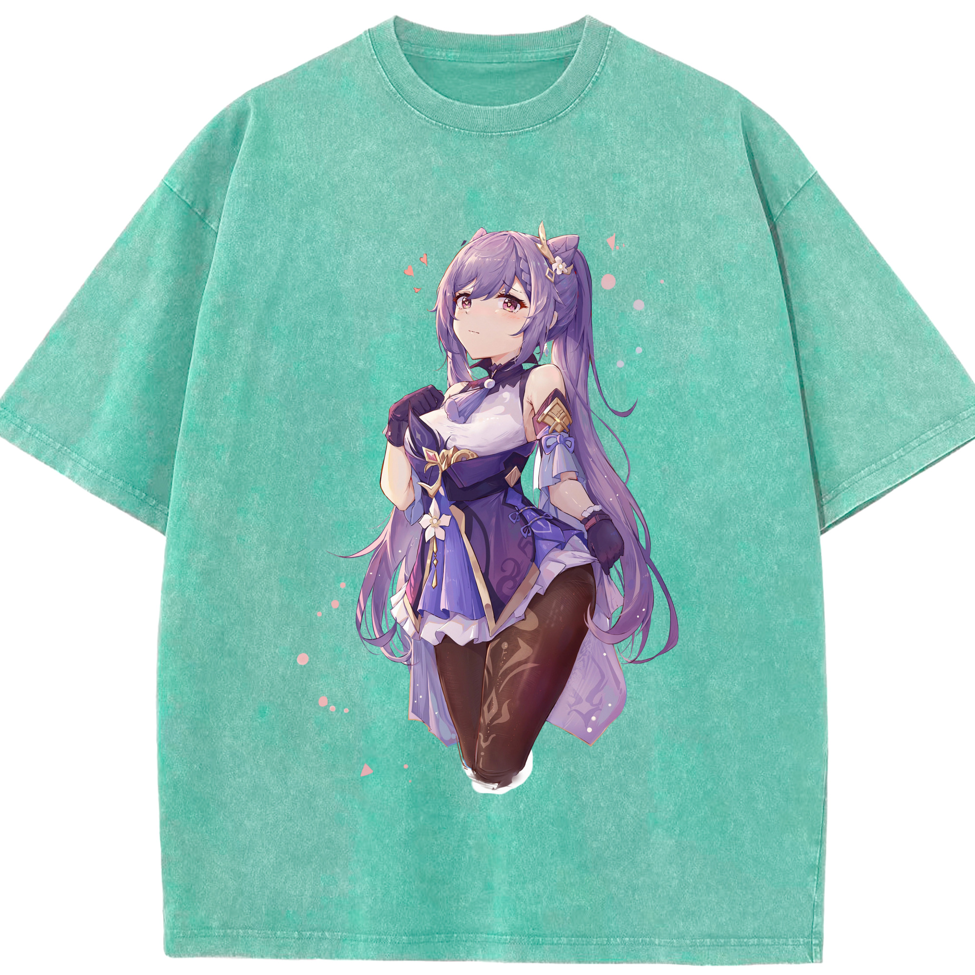 げんし神 刻晴 こくせい genshin Kokusei 綿100% ヴィンテージ風 半袖Tシャツ（フロントプリント）